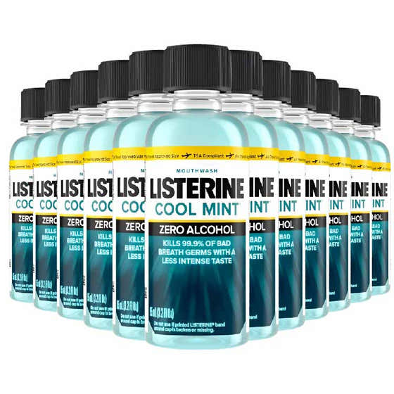 Listerine Cool Mint Mouthwash - Zero Alcohol - 3.2 oz - 24 Pack - Travel Size | Listerine - member5%