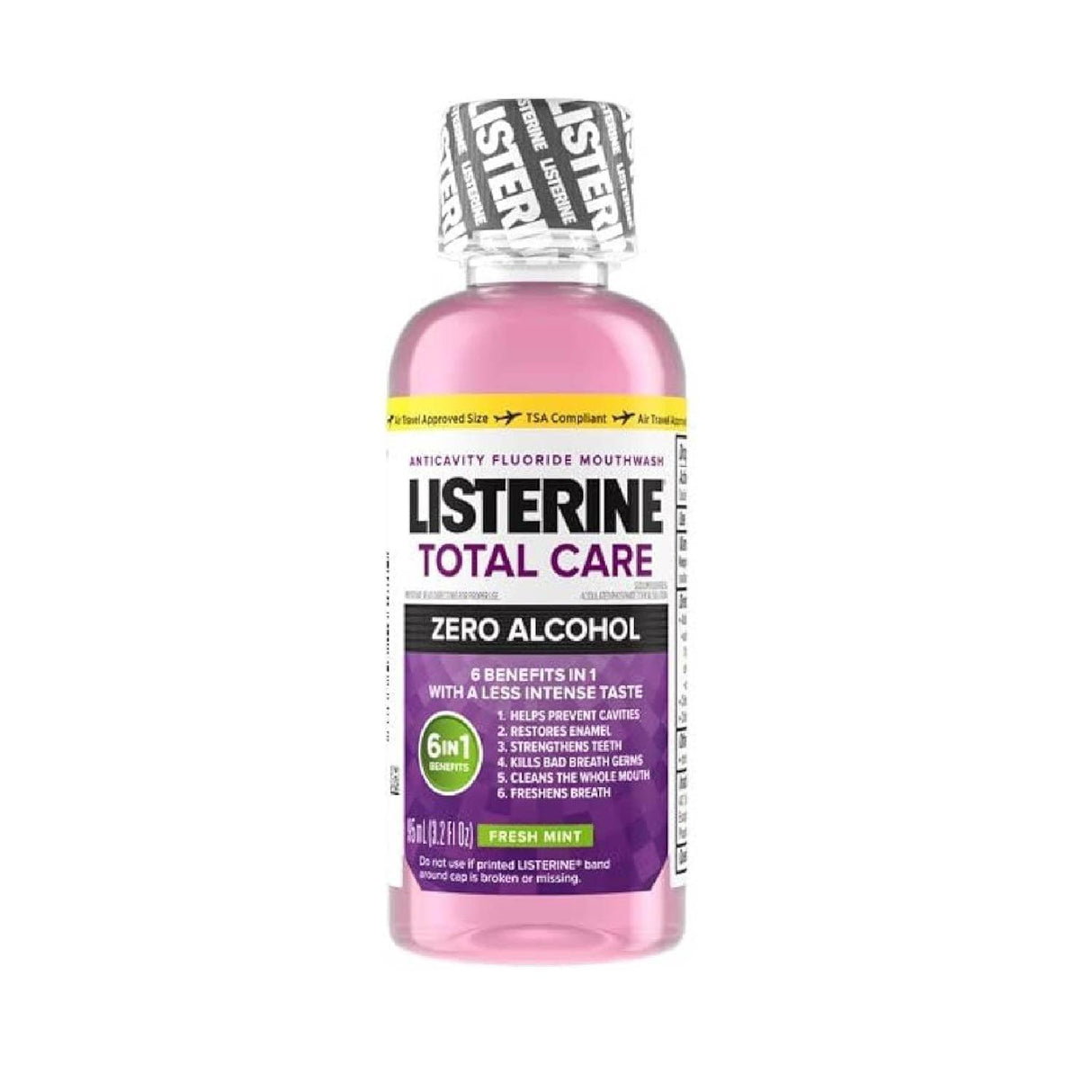 Listerine Total Care Zero Alcohol Mouthrinse Fresh Mint  3.2 Oz - 24 Pack - Travel Size -