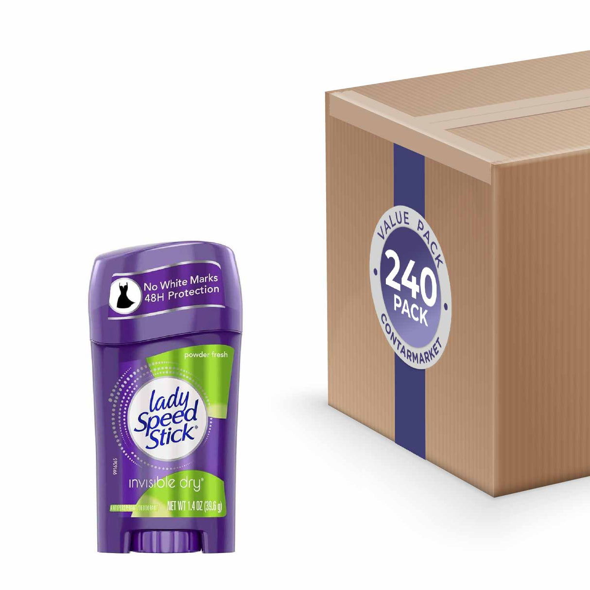 Lady Speed Stick Invisible Dry Antiperspirant & Deodorant, Powder Fresh  1.4 oz - 240 Pack lo