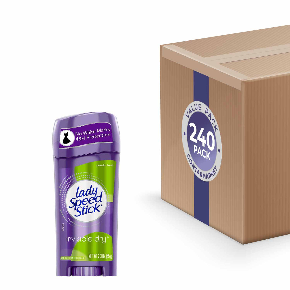 Lady Speed Stick Invisible Dry Antiperspirant & Deodorant, Powder Fresh - 2.3 oz - 240 Pack