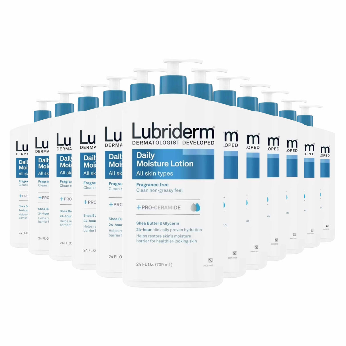 Lubriderm - Daily Moisturizing Lotion for Normal to Dry Skin, Fragrance-Free - 24 Oz - 12 Pack