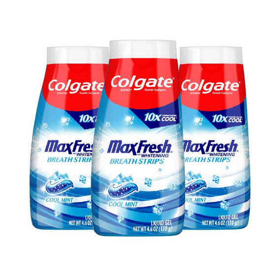 Colgate Max Fresh Liquid Toothpaste W/ Mini Breath Strips, Cool Mint 4.6 oz - 3 pack - Open Box - | Colgate - Open Box