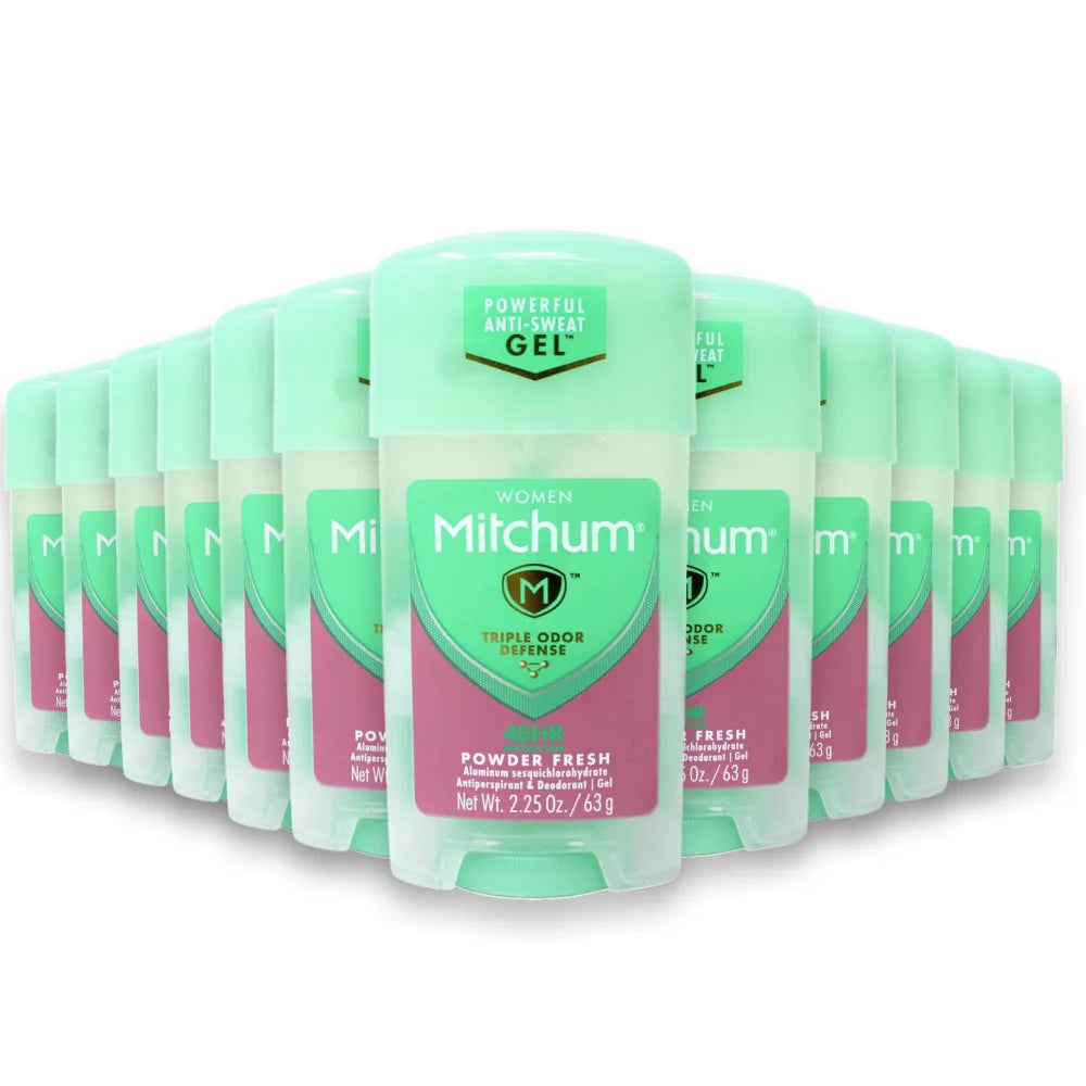 Mitchum Women Gel Antiperspirant Deodorant, Powder Fresh - 2.25 Oz - 24 Pack