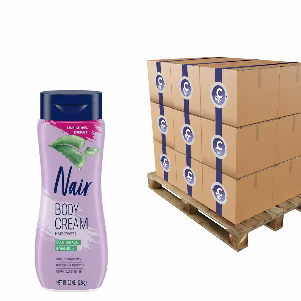 Nair - Hair Removal Cream, Aloe & Water Lily - 7.9 Oz, 12 Pack - 100 Cases Pallet