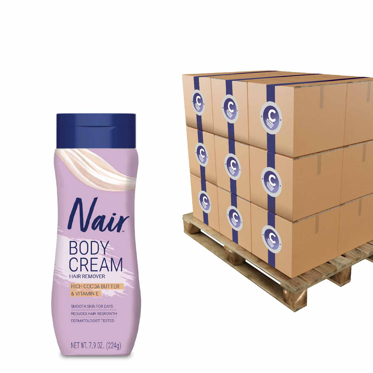 Nair - Hair Removal Cream, Cocoa Butter - 7.9 Oz, 12 Pack - 100 Cases Pallet