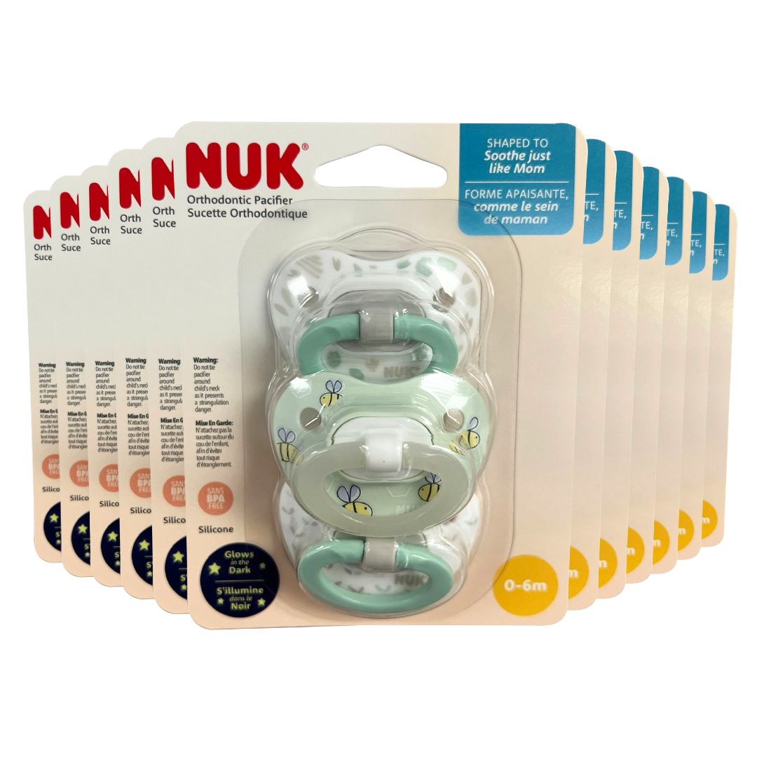 NUK - Neutral Orthodontic Pacifier, Glow In The Dark,  0-6 Months - 3 Count - 12 Pack