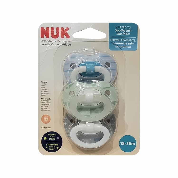 NUK - Orthodontic Pacifier Neutral, Glows in The Dark, Value Pack - 3 Count - 12 Pack