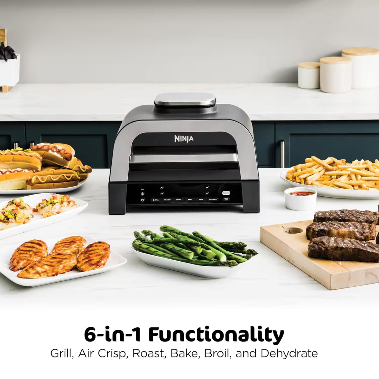 Ninja Foodi Smart XL 6-in-1 Indoor Grill with Foodi Smart Thermometer, Black/Silver