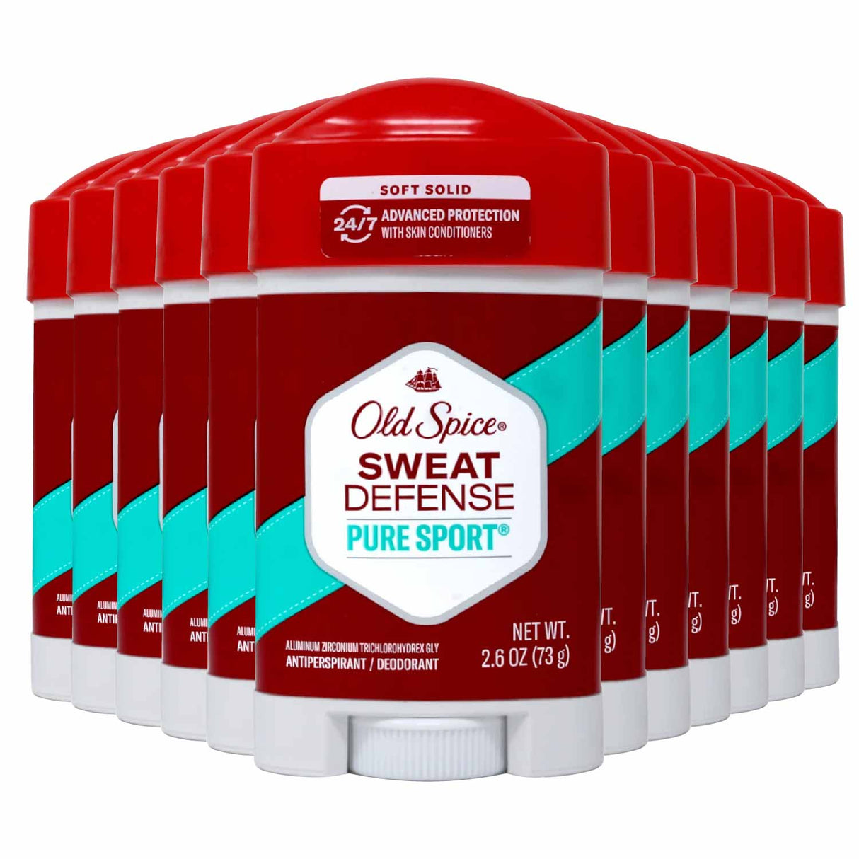 Old Spice Sweat Defense Antiperspirant & Deodorant Soft Solid - Pure Sport, 2.6 oz, 12 Pack