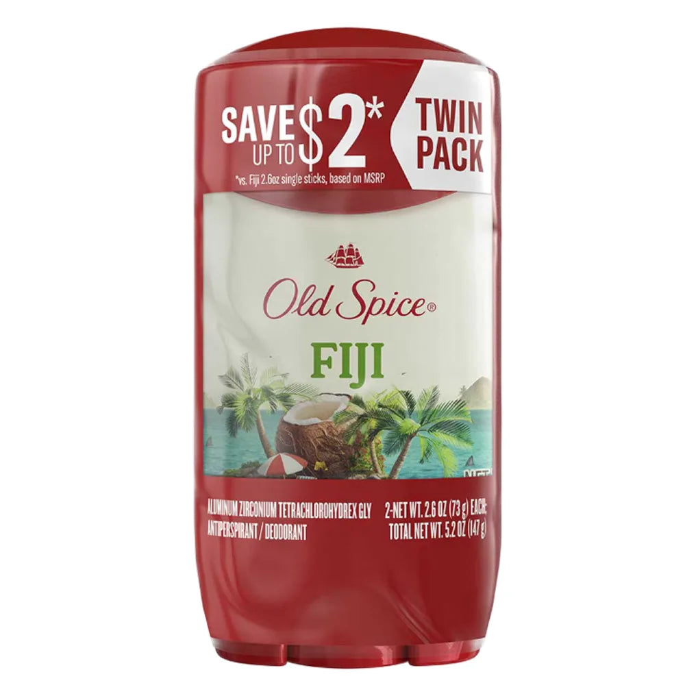 Old Spice -  Men's Fiji with Palm Tree Antiperspirant & Deodorant, Twin Pack - 2.6 Oz - 6 Pack