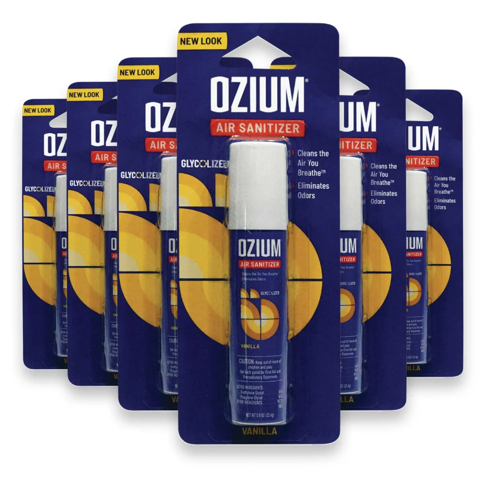 Ozium Air Sanitizer Spray – Vanilla – 0.8 oz – Pack of 6