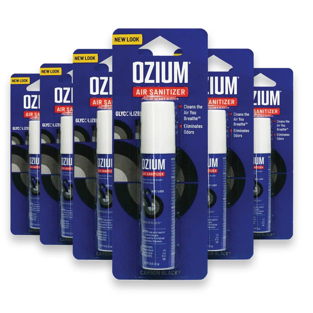 Ozium Air Sanitizer Spray – Carbon Black – 0.8 oz – Pack of 6