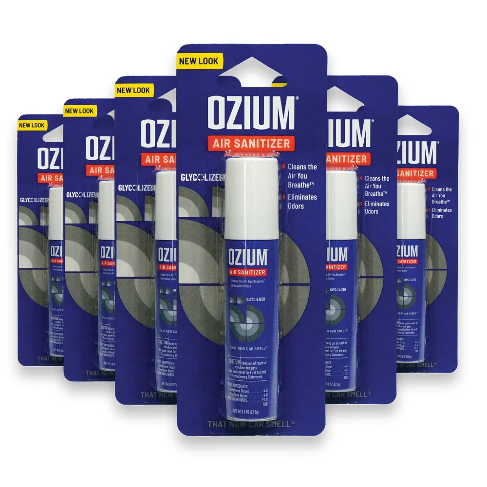 Ozium Air Sanitizer Spray – New Car Scent – 0.8 oz – Pack of 6