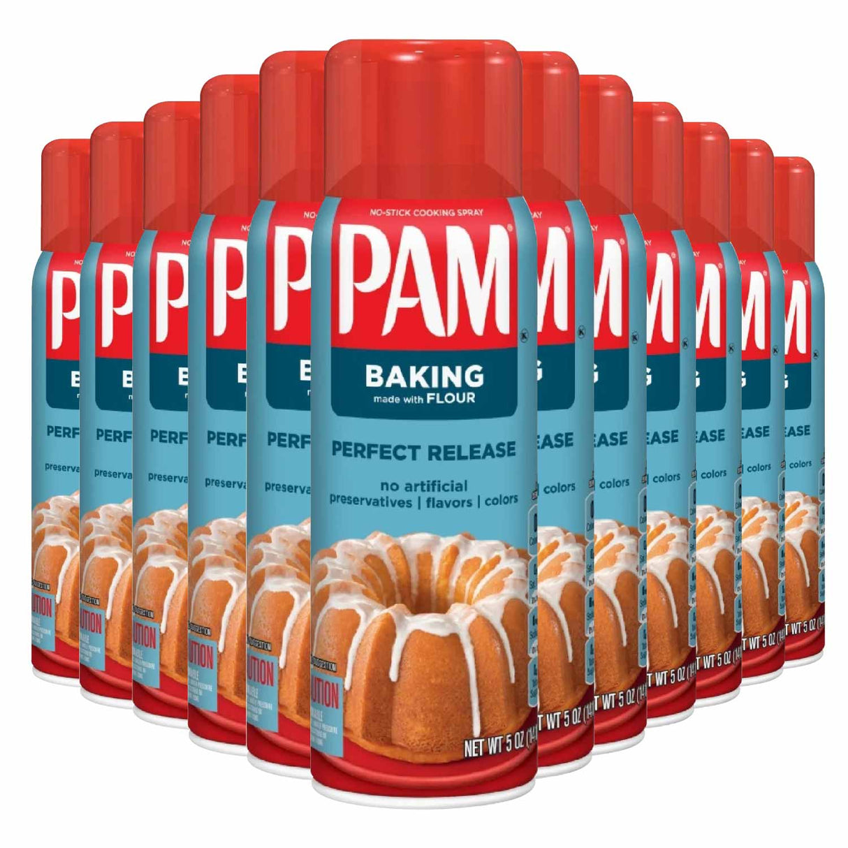 PAM - No-Stick Cooking Spray, Baking Spray Made With Flour - 5 Oz - 12 Pack