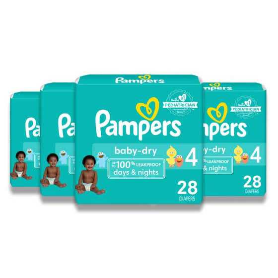 Pampers - Baby Dry Diapers, Size 4 - 28 Ct - 4 Pack | Pampers - Baby