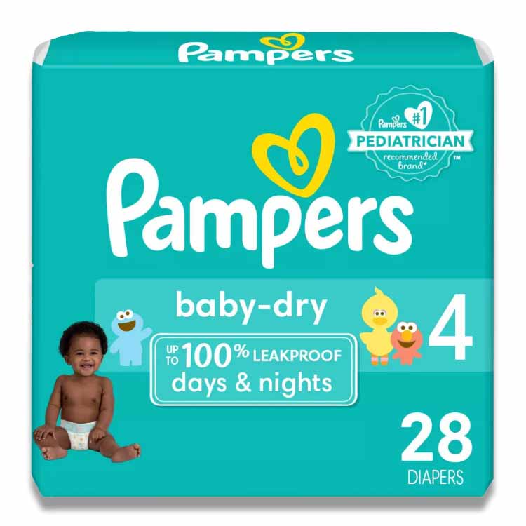 Pampers - Baby Dry Diapers, Size 4 - 28 Ct - 4 Pack
