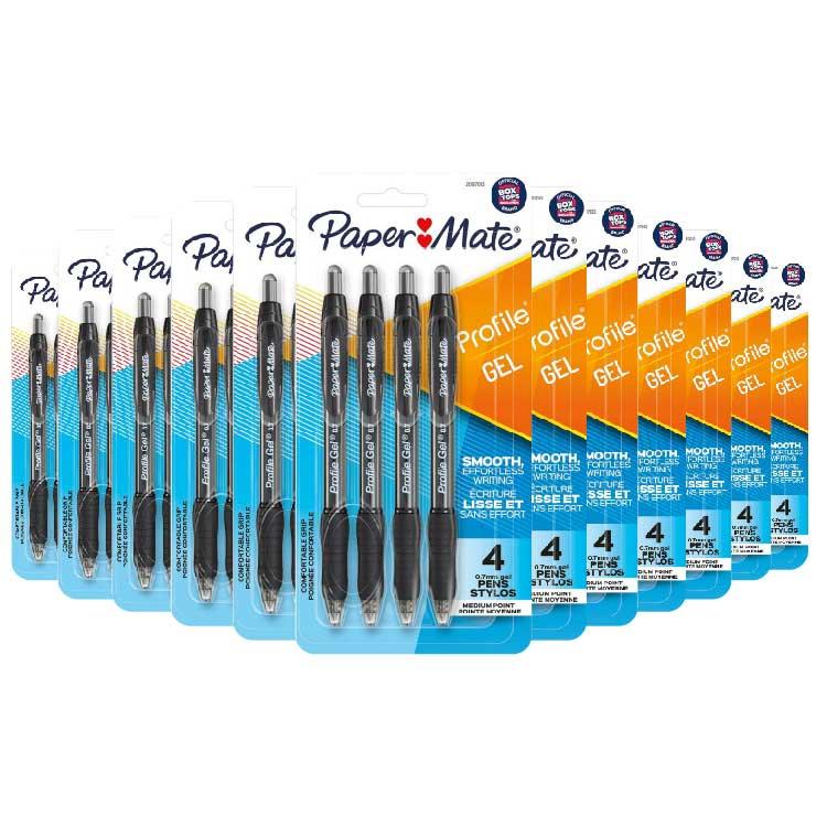 Paper Mate - Profile Retractable Gel Pens, Black, 0.7mm - 4 Ct - 12 Pack