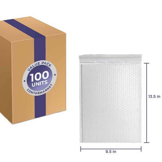 8.5 x 13.5 - #3 Self-Seal White Poly Bubble Mailers 100 Per Case | Contarmarket - Products
