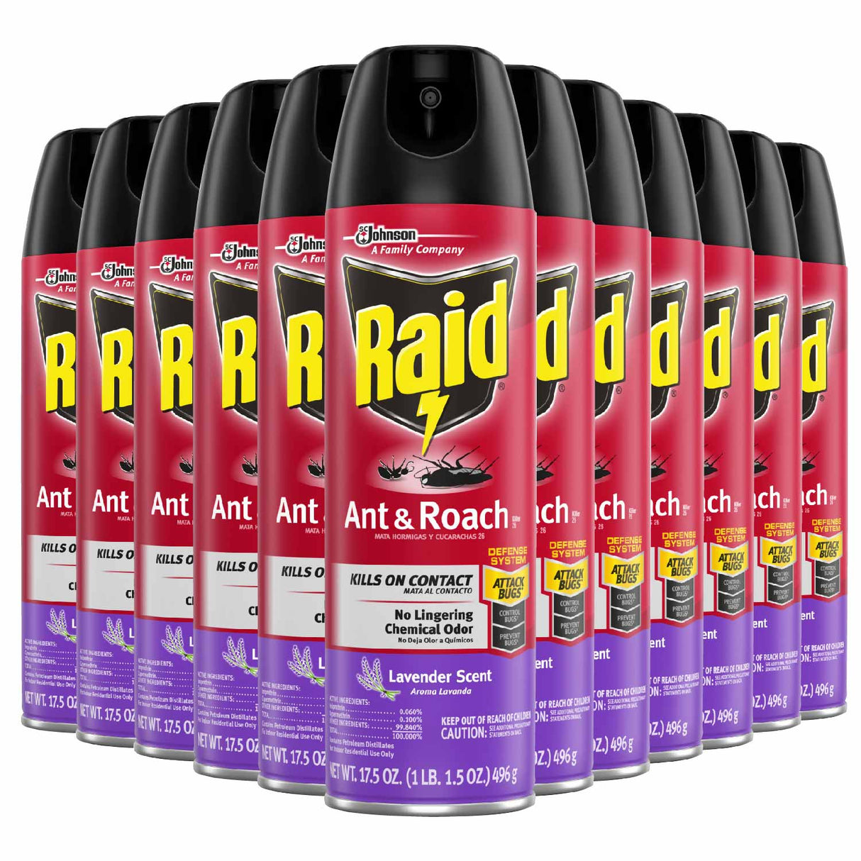 Raid Ant & Roach Killer, Lavender Scent, 17.5 oz - 12 Pack