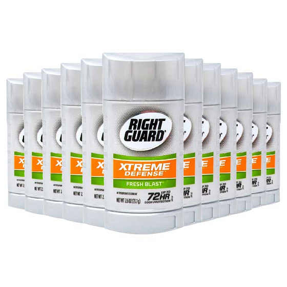 Right Guard - Xtreme Defense, Antiperspirant Deodorant, Solid Stick, Fresh Blast - 2.6 oz - 12 Pack | Right Guard - member5%