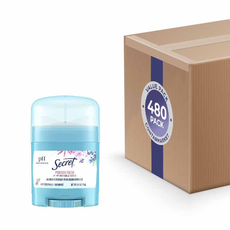 Secret Invisible Solid Anti-Perspirant & Deodorant, Powder Fresh 0.5 oz - 480 Pack - Travel Size