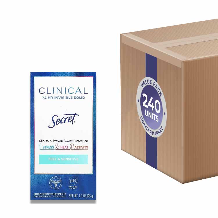Secret Clinical Strength Soft Solid Antiperspirant & Deodorant, Free & Sensitive - 1.6 Oz - 240 Pack
