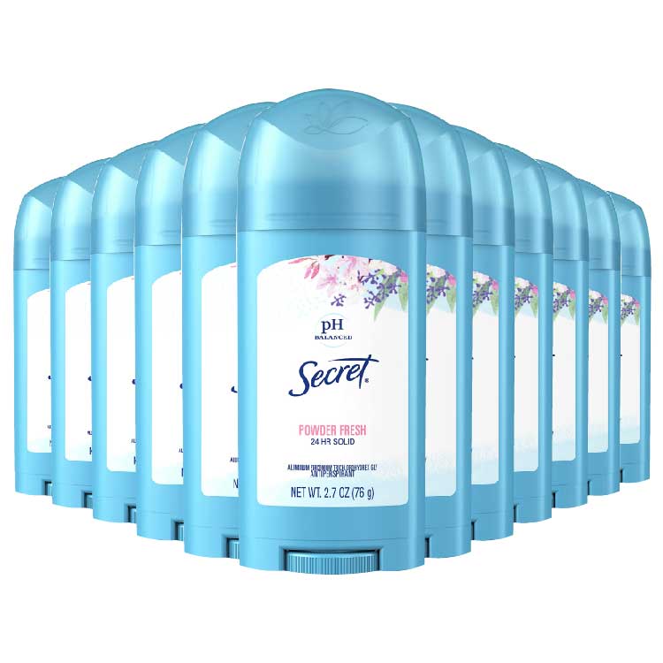 Secret - Antiperspirant & Deodorant Solid Stick, Powder Fresh - 2.7 oz - 12 Pack