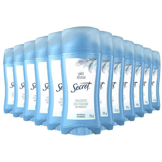 Secret - Invisible Solid Antiperspirant Deodorant, Unscented - 2.6 Oz  - 12 Pack | Secret - Secret