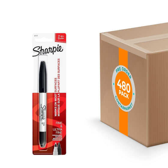 Sharpie - Fine/Ultra Fine Twin-Tip Permanent Marker Carded, Black - 480 Pack | Sharpie - member5%