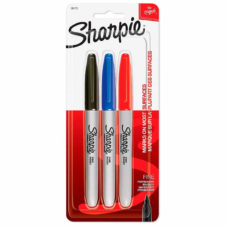 Sharpie Fine Point Permanent Marker Set, Black/Blue/Red  3 ct - 48 Pack