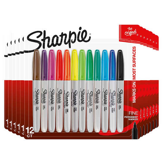 Sharpie - Permanent Markers Fine Tip Multicolored - 12 Count - 12 Pack | Sharpie - School & Office Supplies - Wholesale