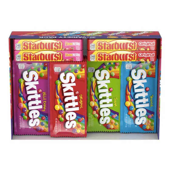 Starburst and Skittles Chewy Candy Variety Box 62.79 oz. 30 ct. | Skittles - member5%