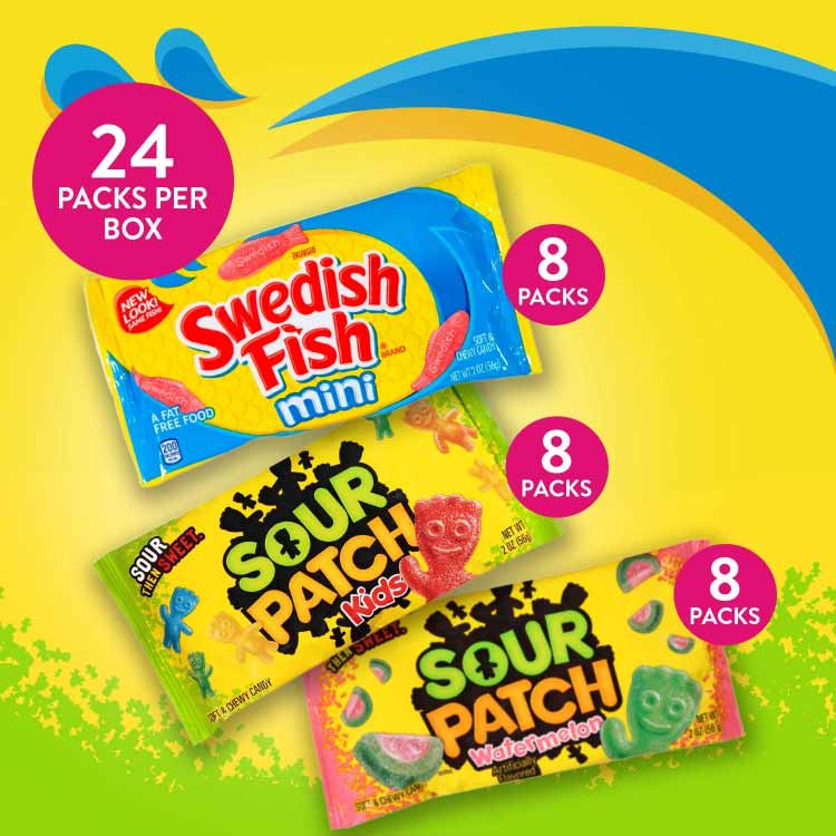 Sour Patch Kids and Swedish Fish Soft and Chewy Candy Variety Pack - 24 Pack