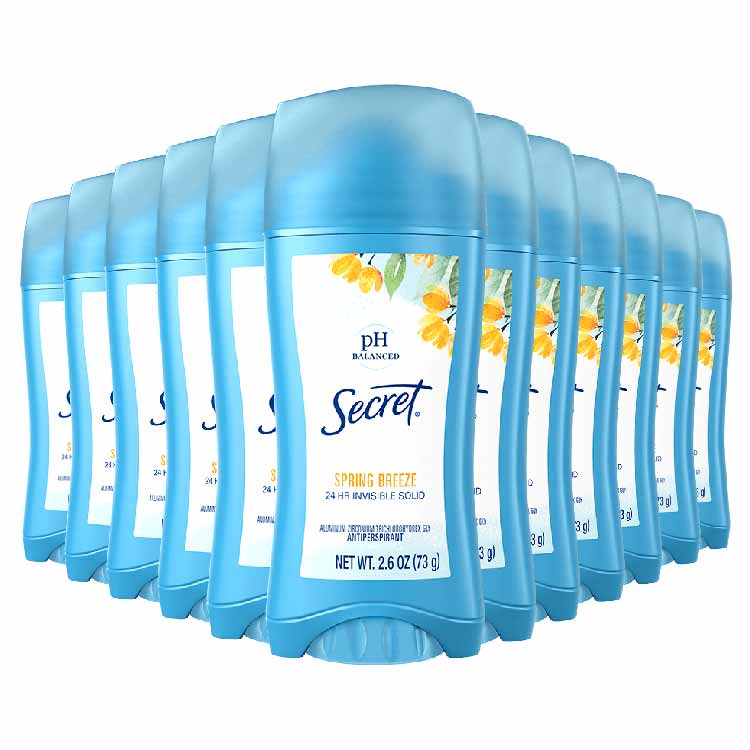 Secret Spring Breeze Invisible Solid Antiperspirant & Deodorant - 2.6oz   12 Pack