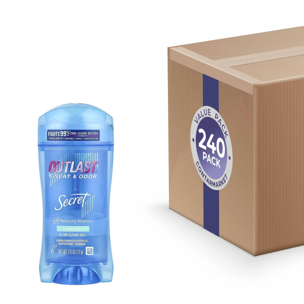 Secret - Outlast Clear Gel Unscented Antiperspirant & Deodorant - 2.6 Oz - 240 Pack