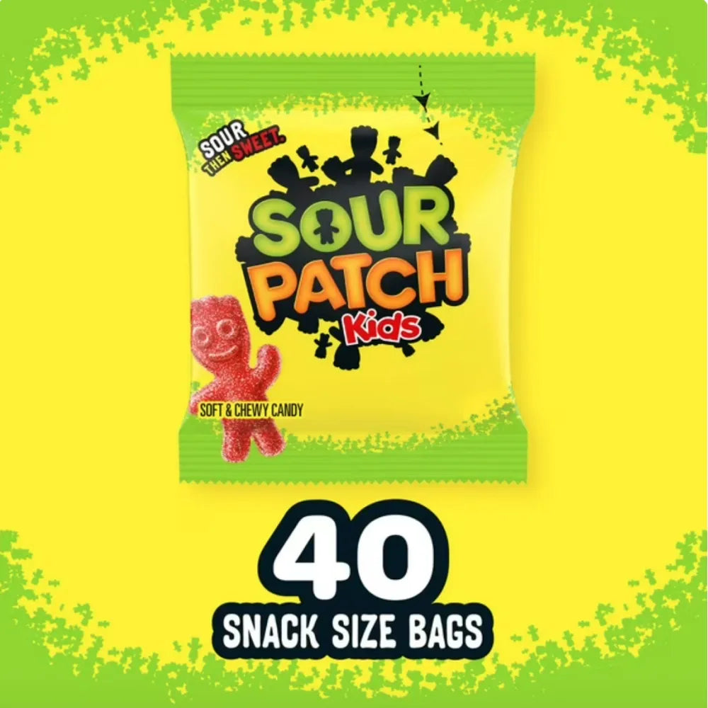 Sour Patch Kids - Soft & Chewy Candy, Snack Packs - 0.97 Oz - 40 Pack