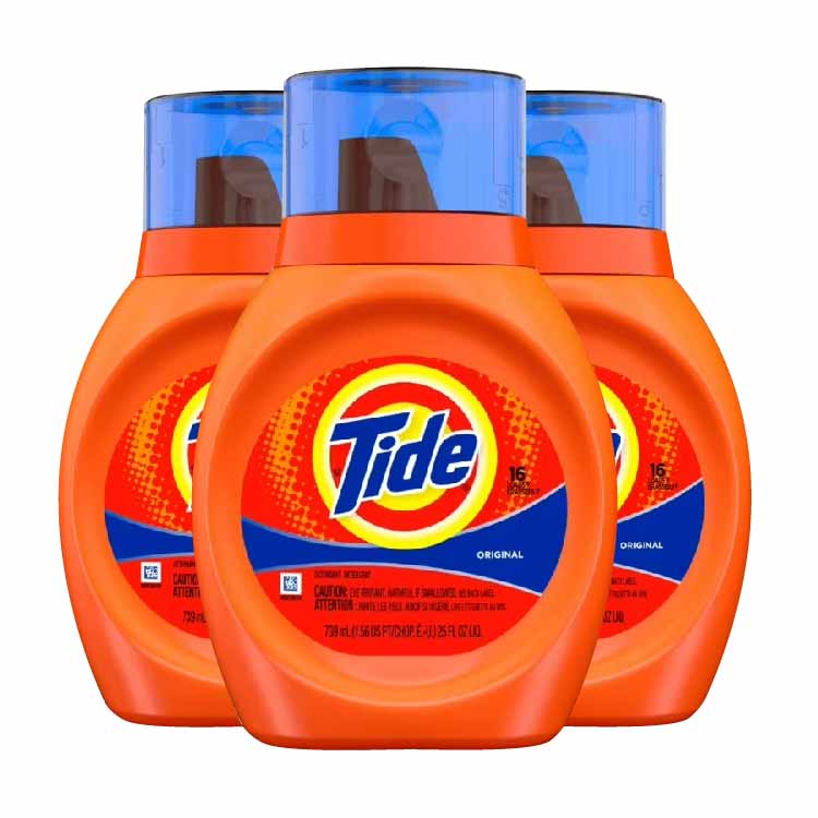 Tide Liquid 2X, Original - 25 Oz/16 Loads Each - 3 Pack - Open Box -