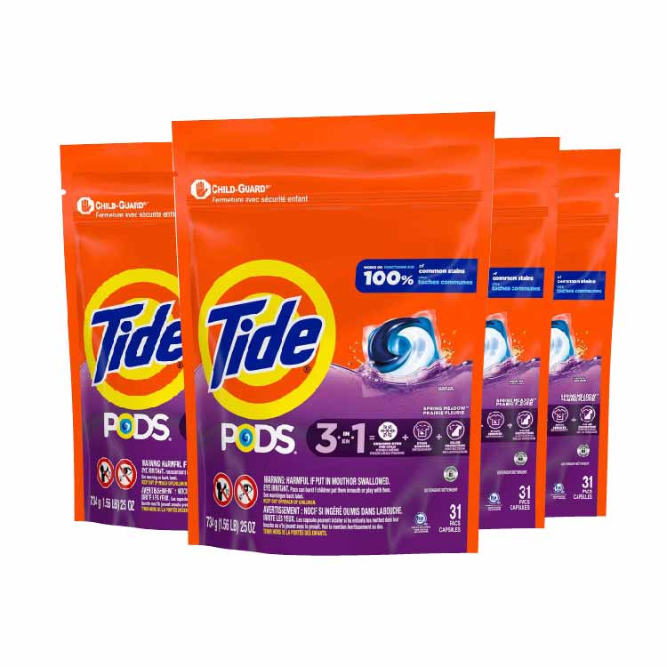 Tide - Spring Meadow Pods HE Compatible Laundry Detergent Soap Pacs - 31 Ct - 25 Oz - 4 Pack