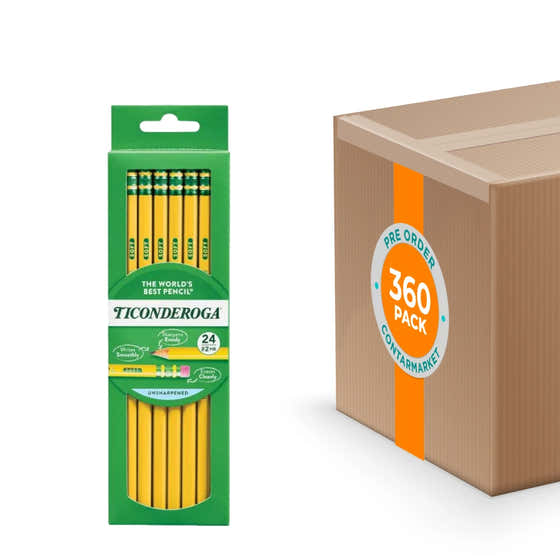 Ticonderoga - #2 Wood Pencils, 2mm, Erasable, Yellow, Kids - 24 Ct - 360 Pack | Ticonderoga - member5%