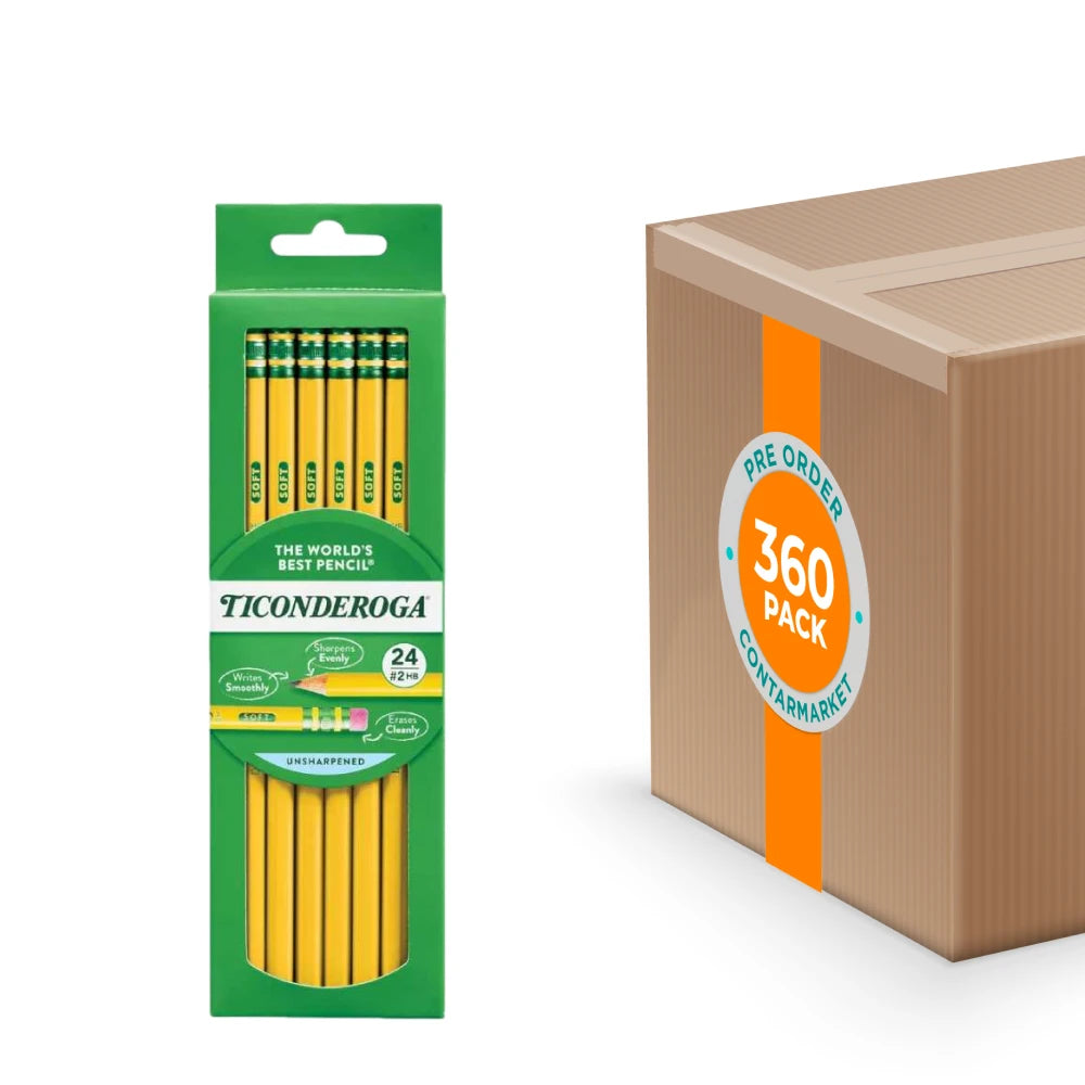 Ticonderoga - #2 Wood Pencils, 2mm, Erasable, Yellow, Kids - 24 Ct - 360 Pack