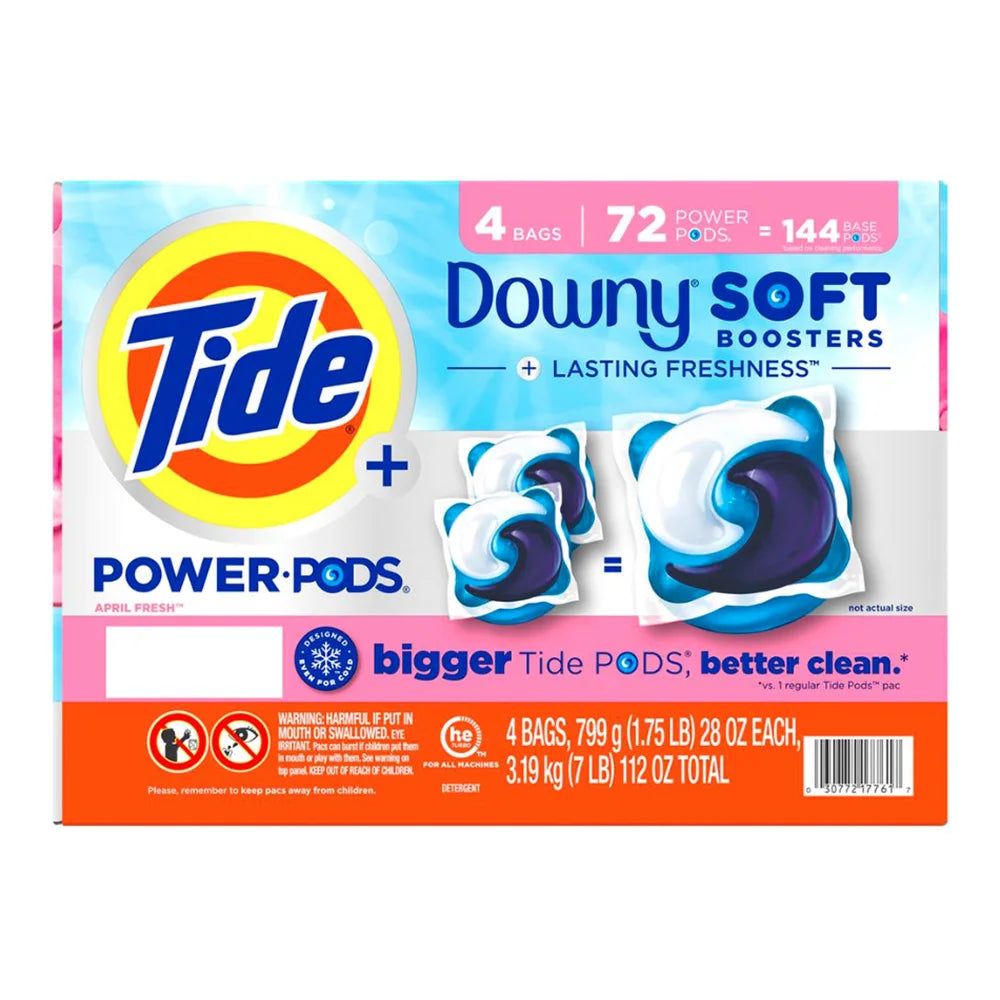 Tide - Power PODs Downy Soft Boosters Laundry Detergent Pacs, April Fresh, 72 Ct