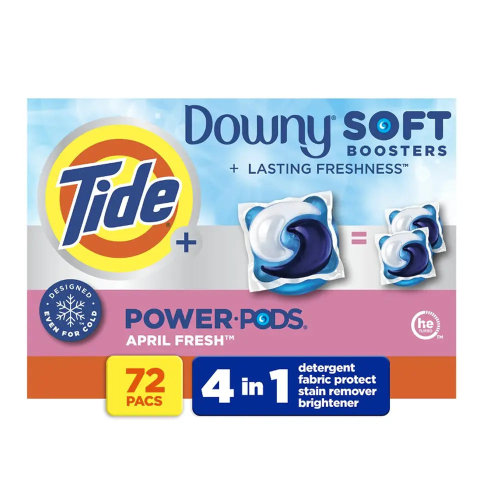 Tide - Power PODs Downy Soft Boosters Laundry Detergent Pacs, April Fresh, 72 Ct