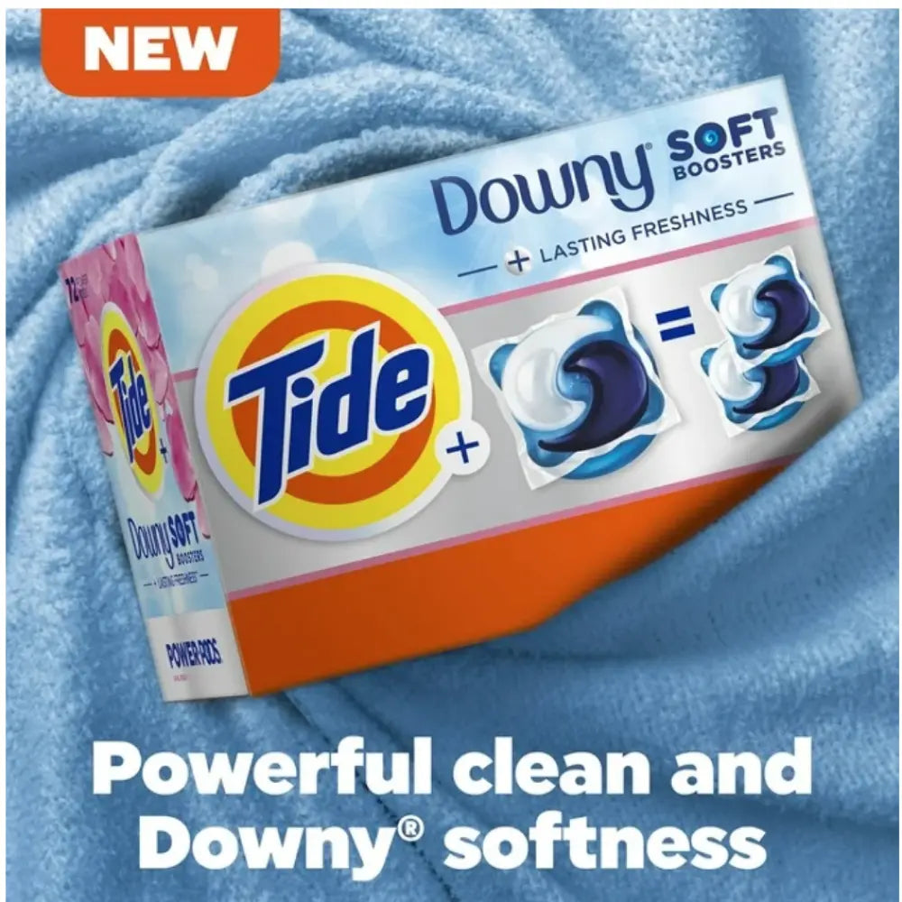 Tide - Power PODs Downy Soft Boosters Laundry Detergent Pacs, April Fresh, 72 Ct