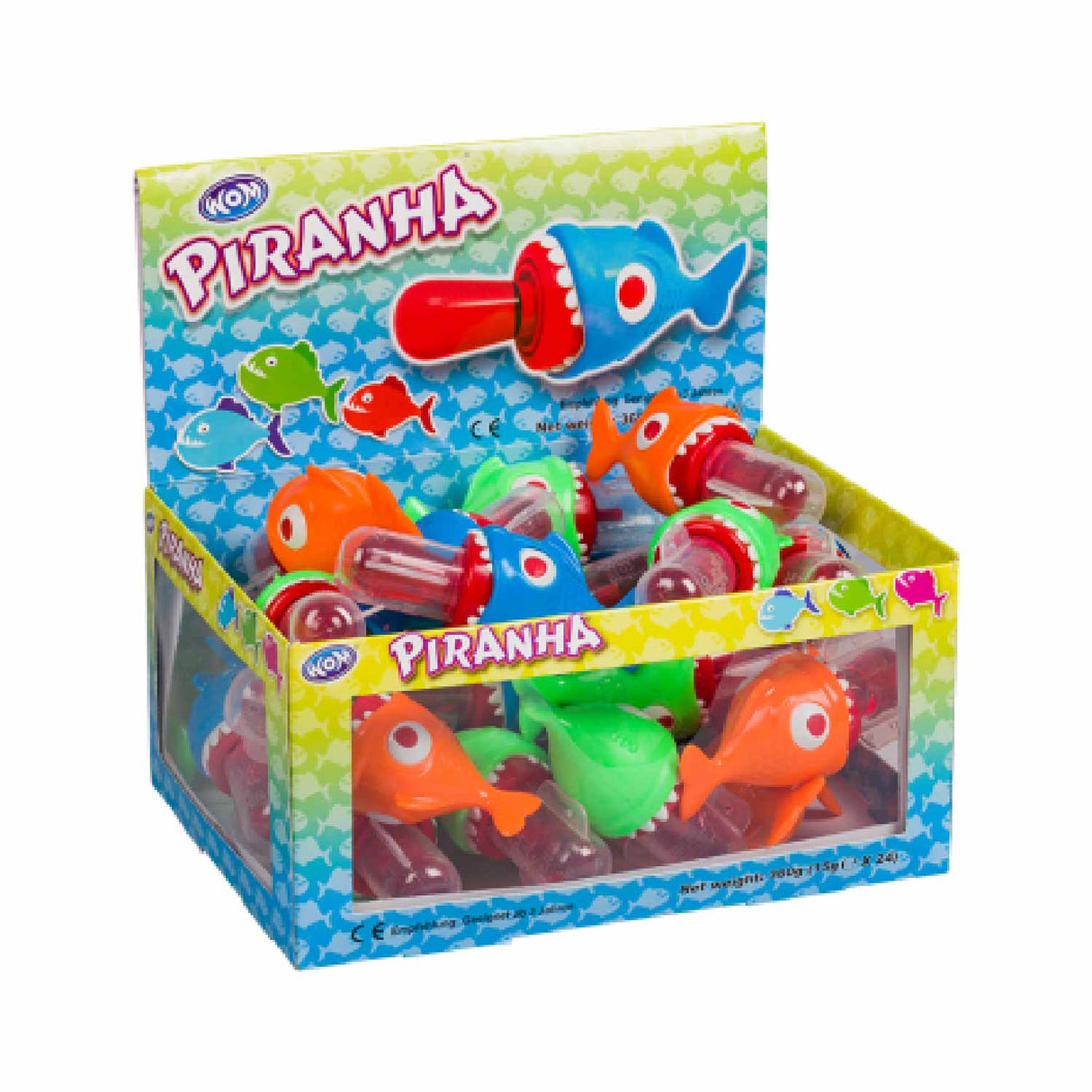 WOM Piranha Candy - Bold and Fruity Bites, 24 Count Bulk Box