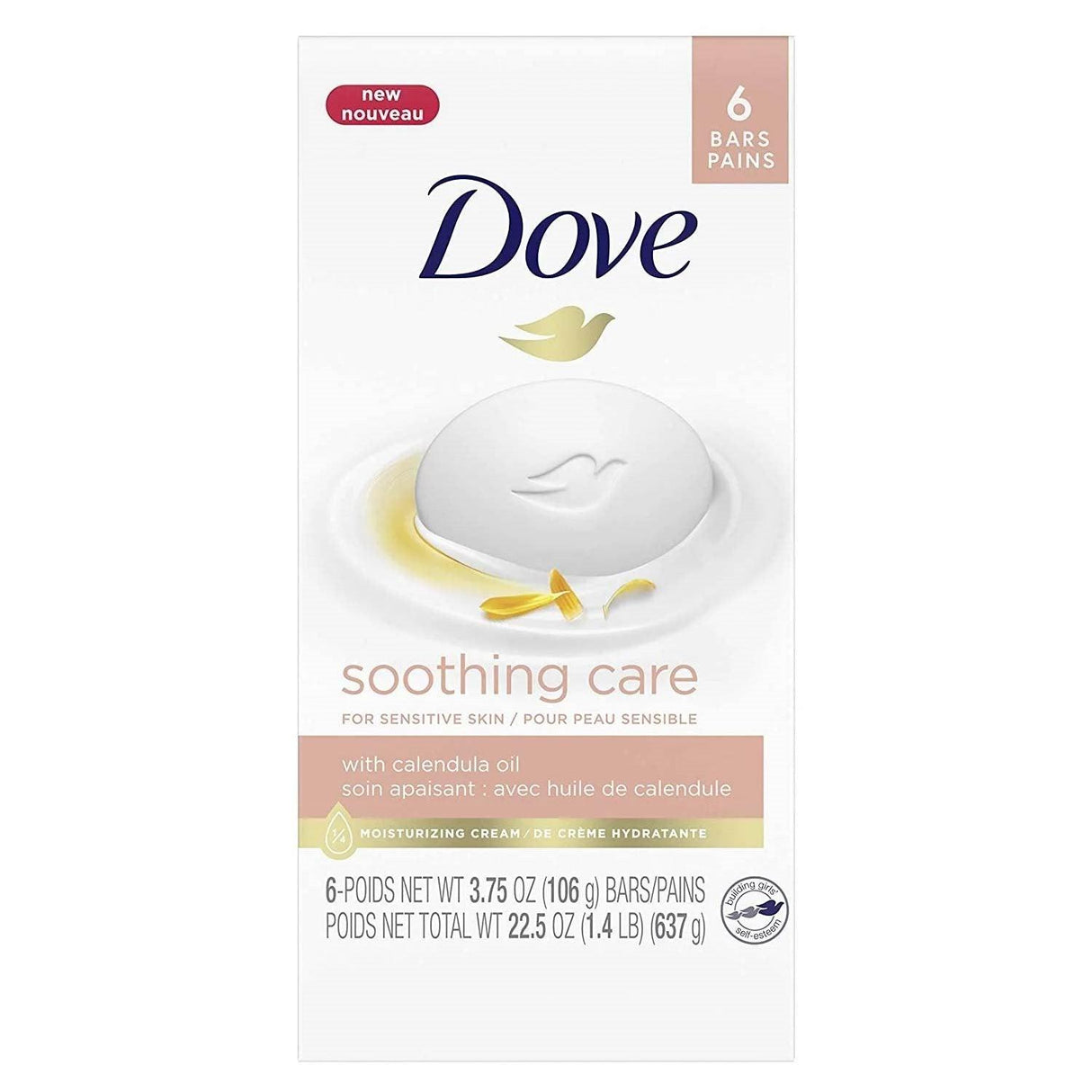 Dove Soothing Care Moisturizing Beauty Bar For Sensitive Skin 3.75 OZ - 6 Pack - OPEN BOX