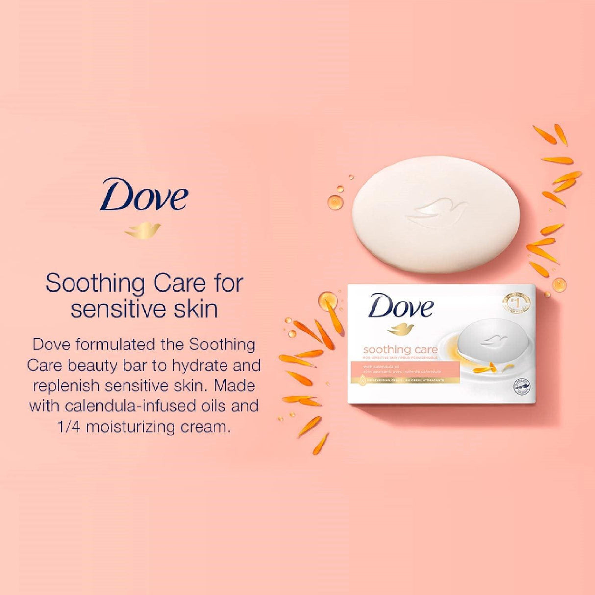 Dove Soothing Care Moisturizing Beauty Bar For Sensitive Skin 3.75 OZ - 6 Pack - OPEN BOX