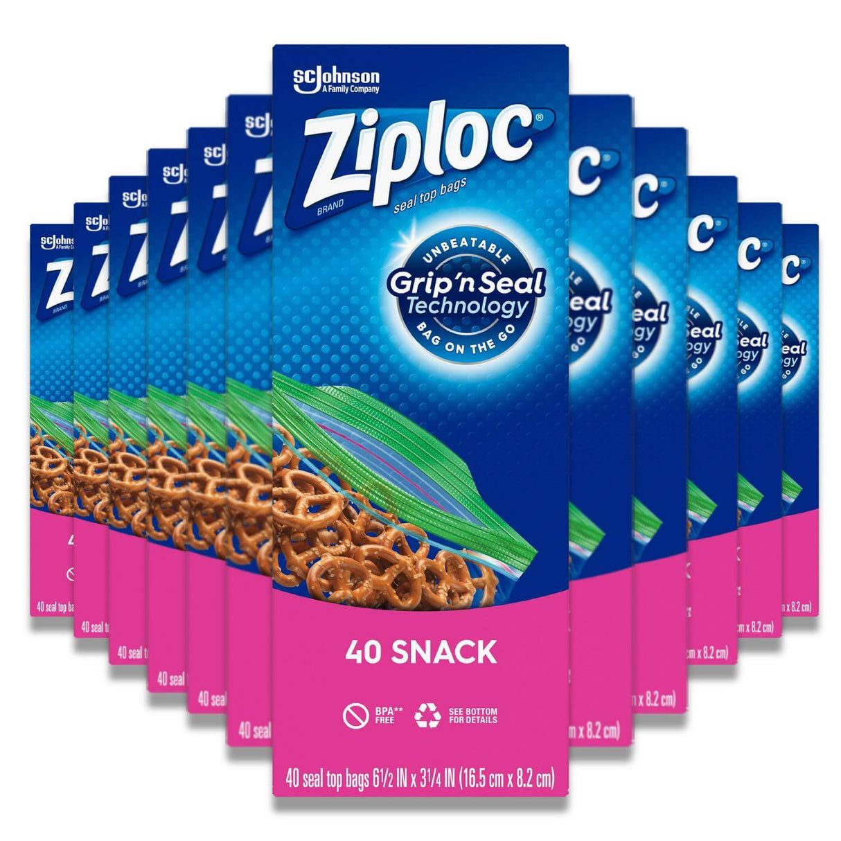 Ziploc - Snack Bags with Grip 'n Seal Technology  - 40 Ct - 12 Pack