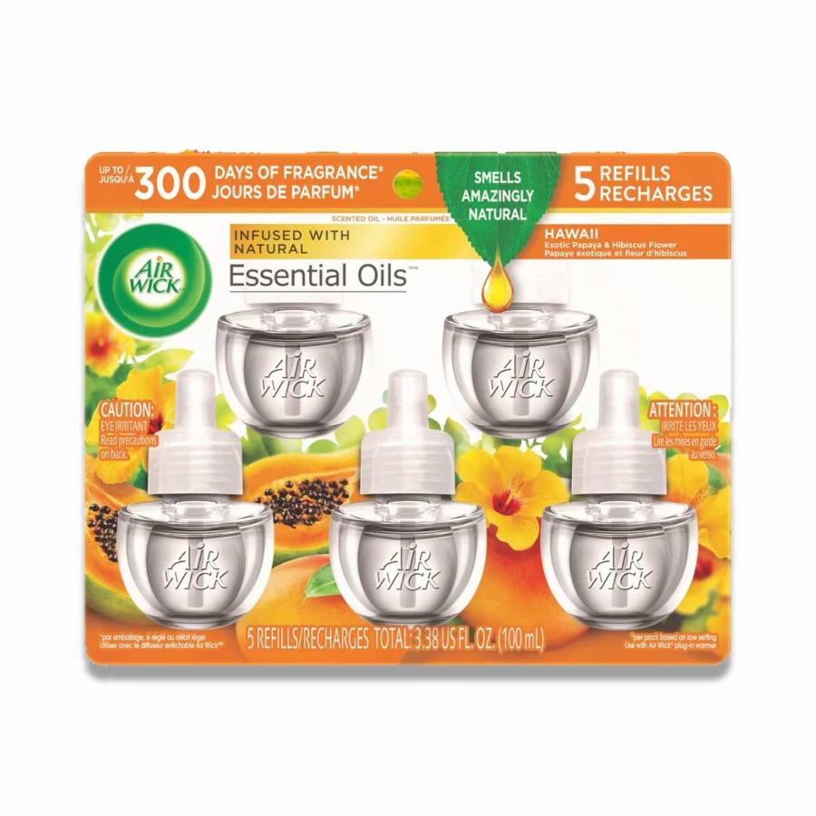 Air Wick - Scented Oil, Hawaii Exotic Papaya & Hibiscus Flower - 3.38 Oz - (5 Ct Each) - 5 Pack
