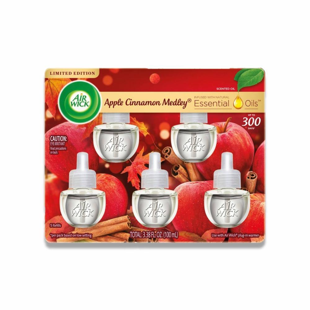 Air Wick - Scented Oil, Apple Cinnamon Medley - 3.38 Oz  (5 Ct Each) - 5 Pack