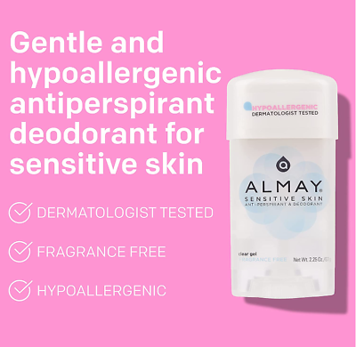 Almay - Anti-Perspirant & Deodorant, Clear Gel, Fragrance Free - 2.25 Oz - 240 Pack